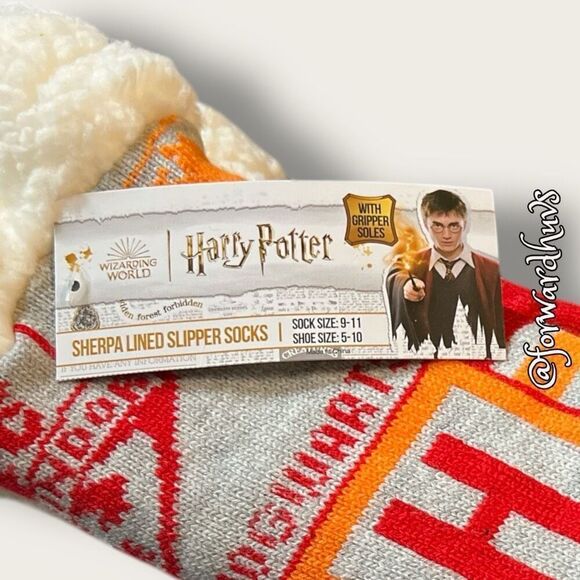 Harry Potter Gray & Multi-Color Hogwarts Sherpa-Cuff Slipper Socks - Picture 3 of 7